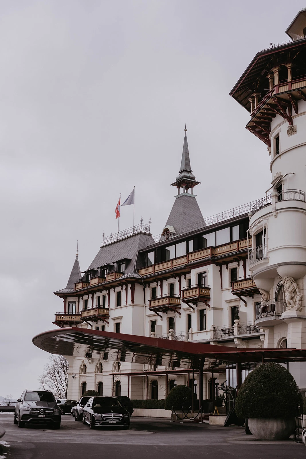 Exterior view of The Dolder Grand hotel in Zurich, a premier luxury wedding venue in Switzerland.